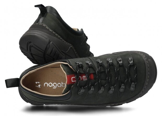 Pánské nízké trekové boty NAGABA 444 khaki crazy kožené