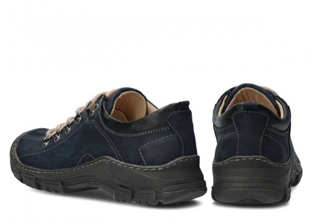 Pánské nízké trekové boty NAGABA 455 HOCZ tmavě modrá crazy kožené