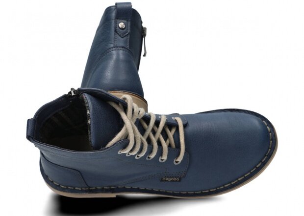 Kotníkové boty NAGABA 087 tmavě modrá rustic kožené