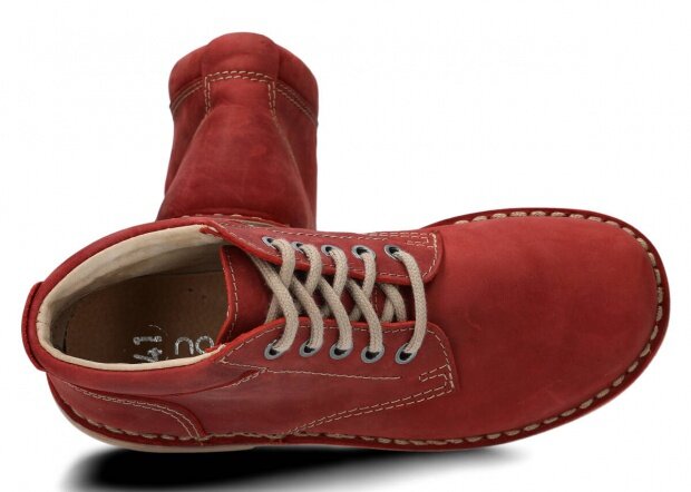Kotníkové trekové boty NAGABA 079 červená crazy kožené