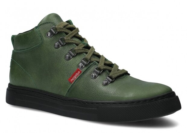 Pánské kotníkové trekové boty NAGABA 4181 zelená mrak kožené