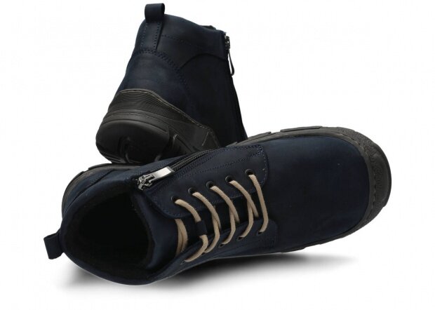 Pánské kotníkové boty NAGABA 436 tmavě modrá crazy kožené