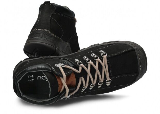 Pánské kotníkové trekové boty NAGABA 456 černá crazy kožené