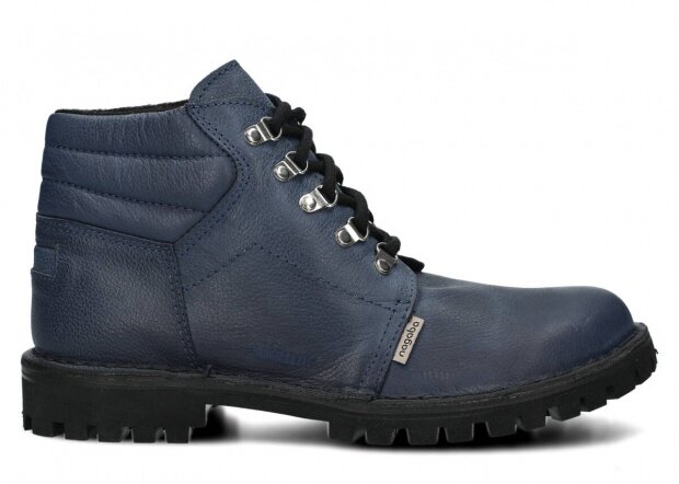 KOTNÍKOVÉ TRAPERKY NAGABA 112 LUCZ TMAVĚ MODRÁ RUSTIC KOŽENÉ + FLEECE - 44