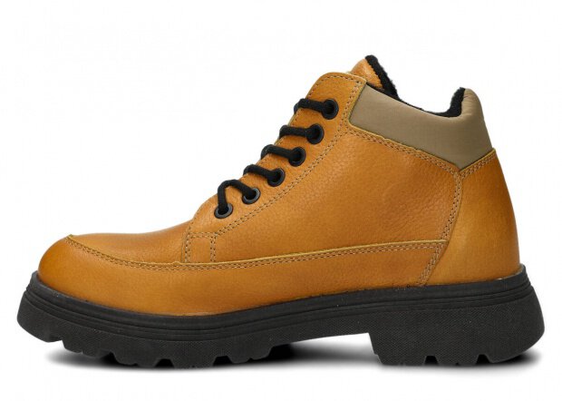 STŘEVÍCE PRO MLÁDEŽ MODEL 245 ŽLUTÁ MRAK KOŽENÉ + FLEECE - VELIKOST 37