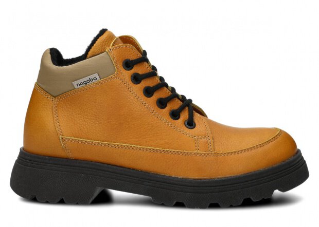 STŘEVÍCE PRO MLÁDEŽ MODEL 245 ŽLUTÁ MRAK KOŽENÉ + FLEECE - VELIKOST 37