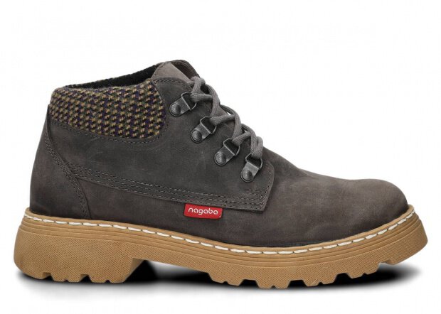 DÁMSKÉ KOTNÍKOVÉ BOTY NAGABA 320 GRAFITOVÁ CRAZY KOŽENÉ + FLEECE - VELIKOST 38
