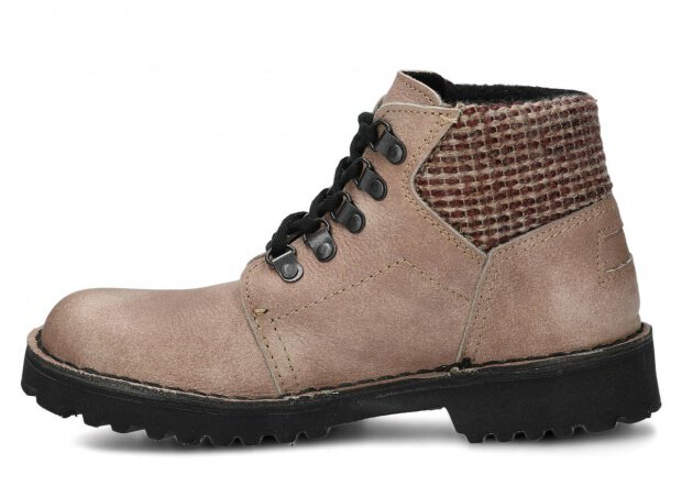 KOTNÍKOVE TRAPERKY NAGABA 112 BÉŽOVÁ MRAK KOŽENÉ + FLEECE - VELIKOST 37