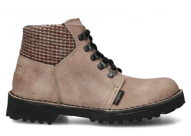 KOTNÍKOVE TRAPERKY NAGABA 112 BÉŽOVÁ MRAK KOŽENÉ + FLEECE - VELIKOST 37