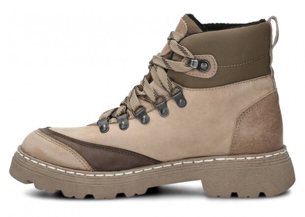 KOTNÍKOVÉ TREKOVÉ BOTY NAGABA 2851 BÉŽOVÁ BARKA KOŽENÉ + FLEECE - 38