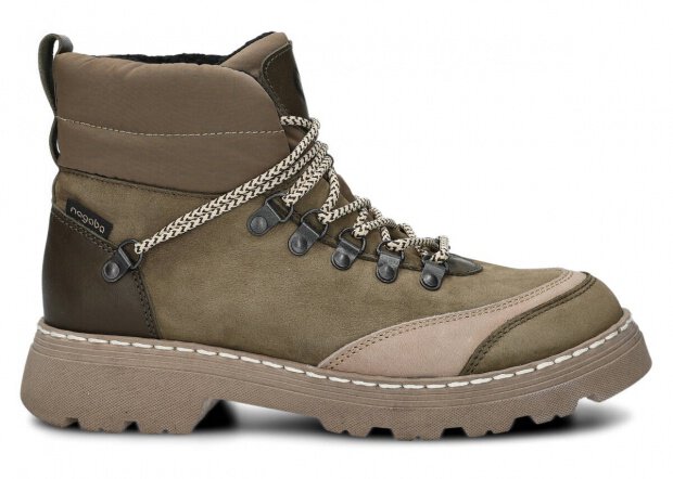 KOTNÍKOVÉ TREKOVÉ BOTY NAGABA 2851 KHAKI SAMUEL KOŽENÉ + FLEECE - 38