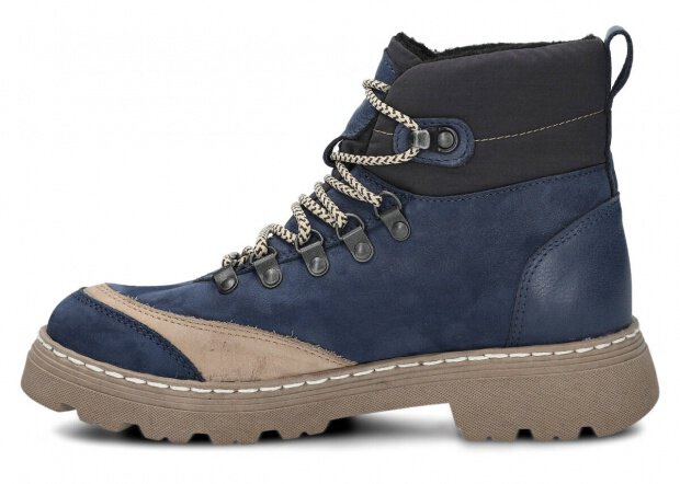 KOTNÍKOVÉ TREKOVÉ BOTY NAGABA 2851 TMAVĚ MODRÁ SAMUEL KOŽENÉ + FLEECE - 38