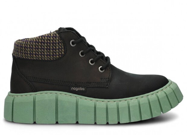 DÁMSKÉ KOTNÍKOVÉ BOTY NAGABA 320 ČERNÁ  CRAZY KOŽENÉ + FLEECE - VELIKOST 37