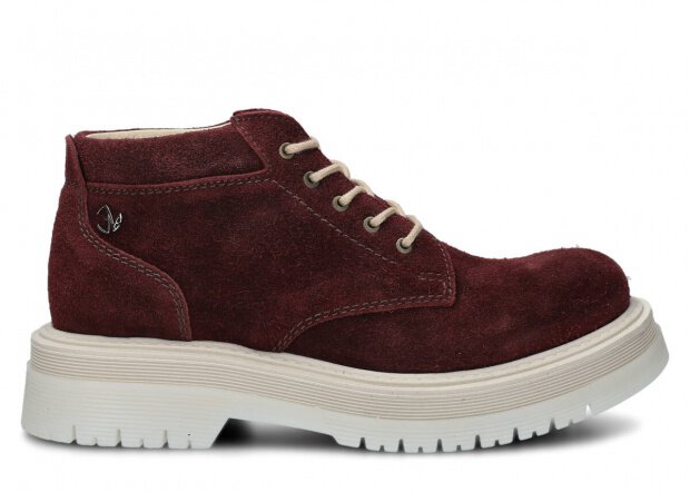 Dámské kotníkové boty EVENEMENT EV079 bordó velur wax kožené