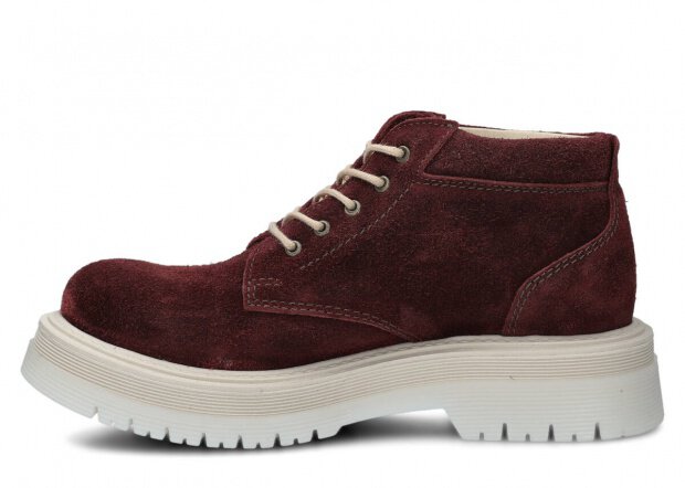 Dámské kotníkové boty EVENEMENT EV079 bordó velur wax kožené
