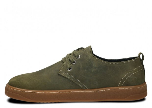 Pánské široké polobotky NAGABA 477 olivová zelená crazy kožené