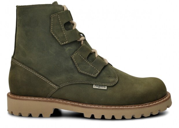 Pánské trapperské boty NAGABA 488/1 olivová zelená crazy kožené