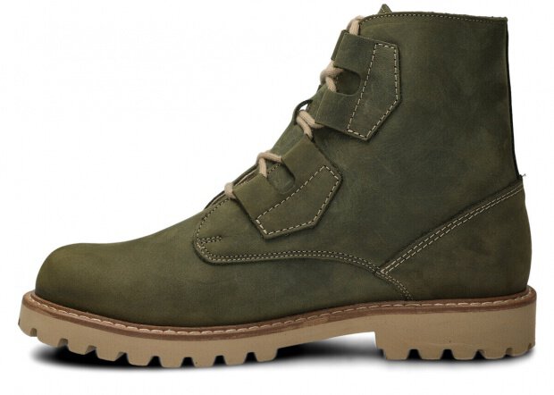 Pánské trapperské boty NAGABA 488/1 olivová zelená crazy kožené